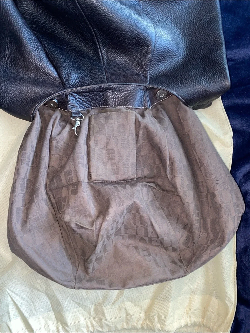 Furla Dark Brown Leather Hobo Bag with Tassel